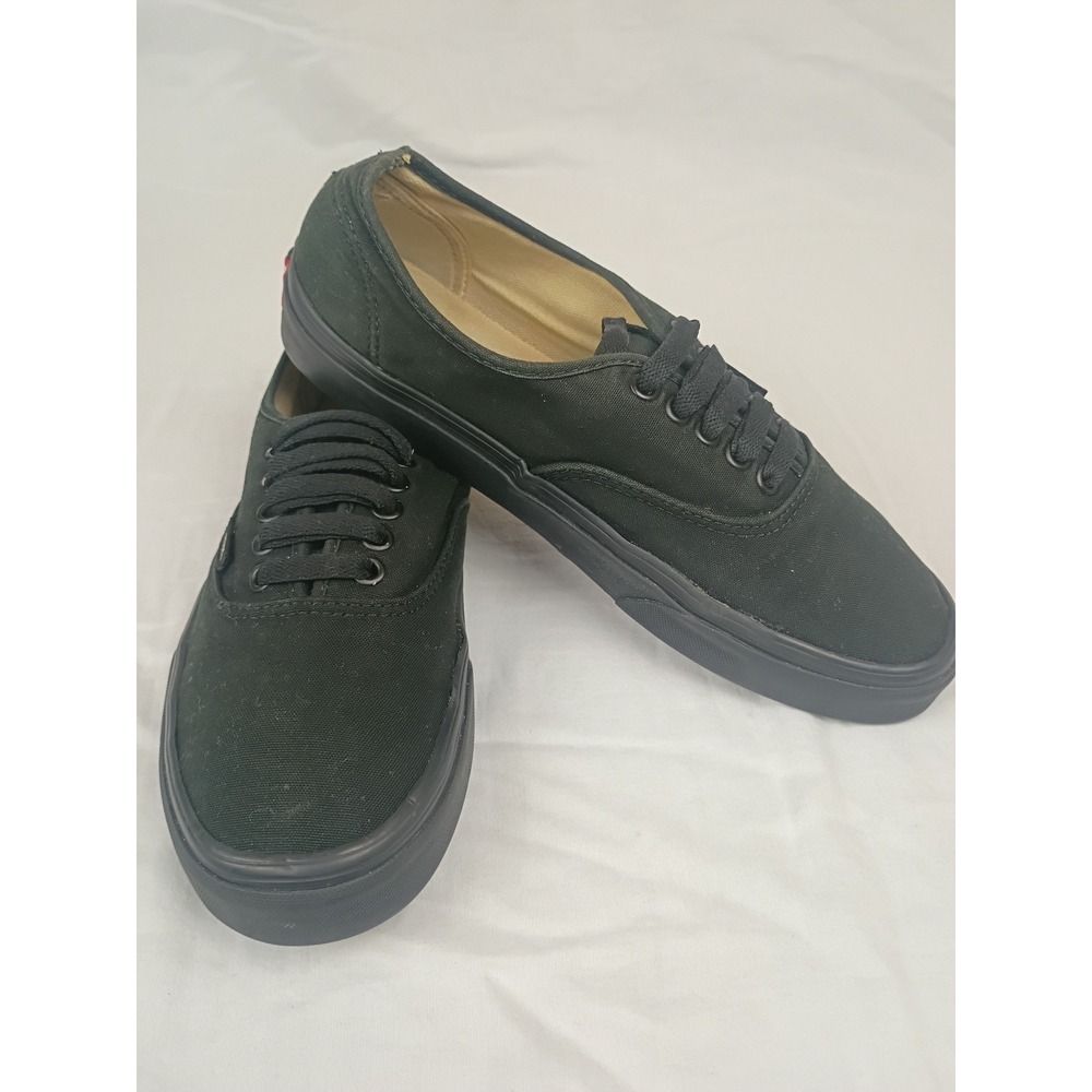 Vans Authentic Triple Black Canvas Low Top Skate Shoes Mens